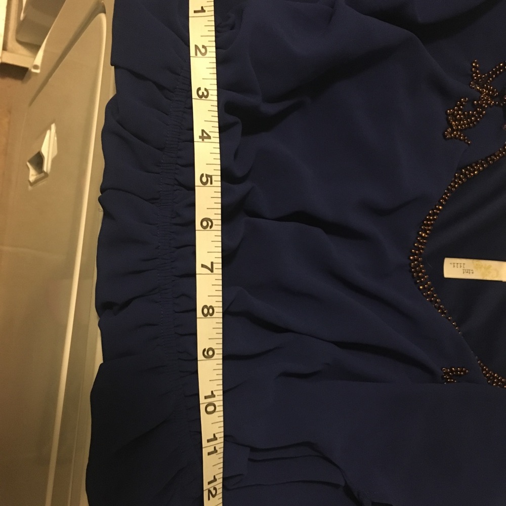 Short Sleeve Embellished Navy Dress - Picture 5 of 5